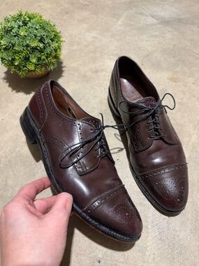 Allen Edmonds Sanford Cap Toe Brogue Oxford Shoes Men Size 8.5 Oxblood Dress